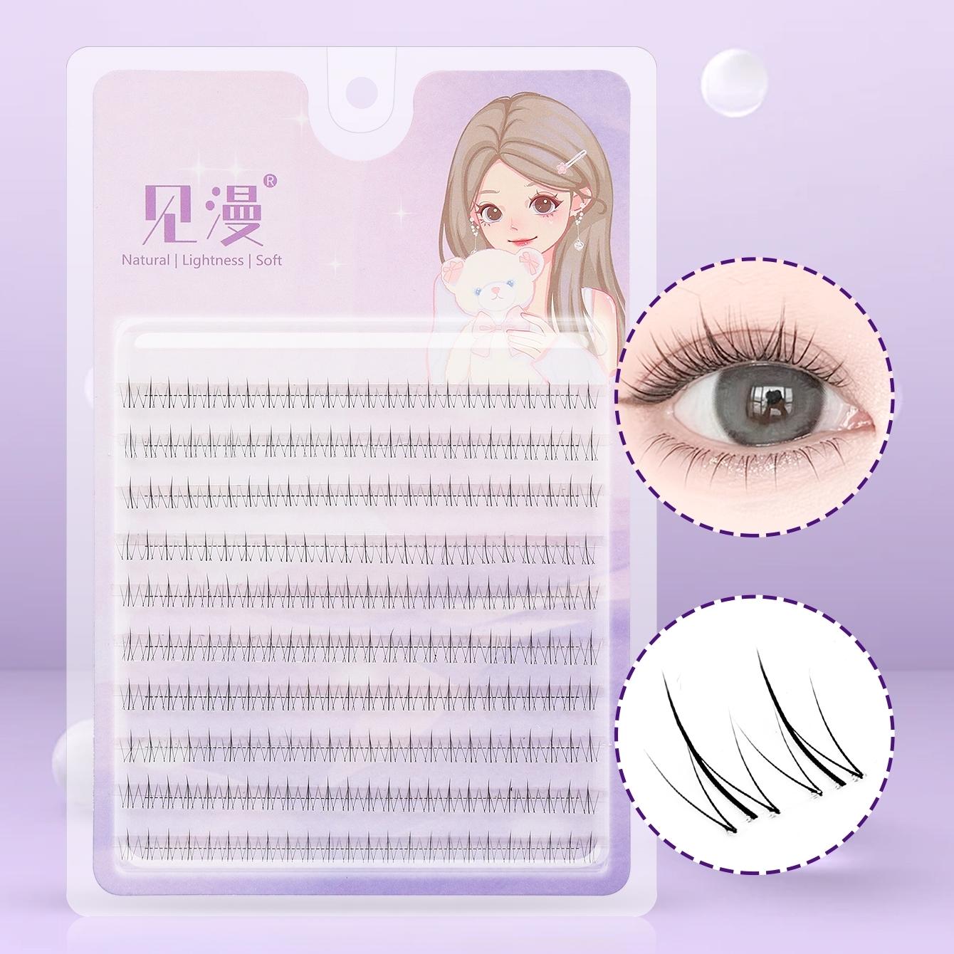 120 Pcs Small Fire Style Lower Lashes, Natural Soft, Transparent Base, Easy to Wear, 4-6mm Length, C Curl, for Daily Use, Role Play, DIY Eye Decoration