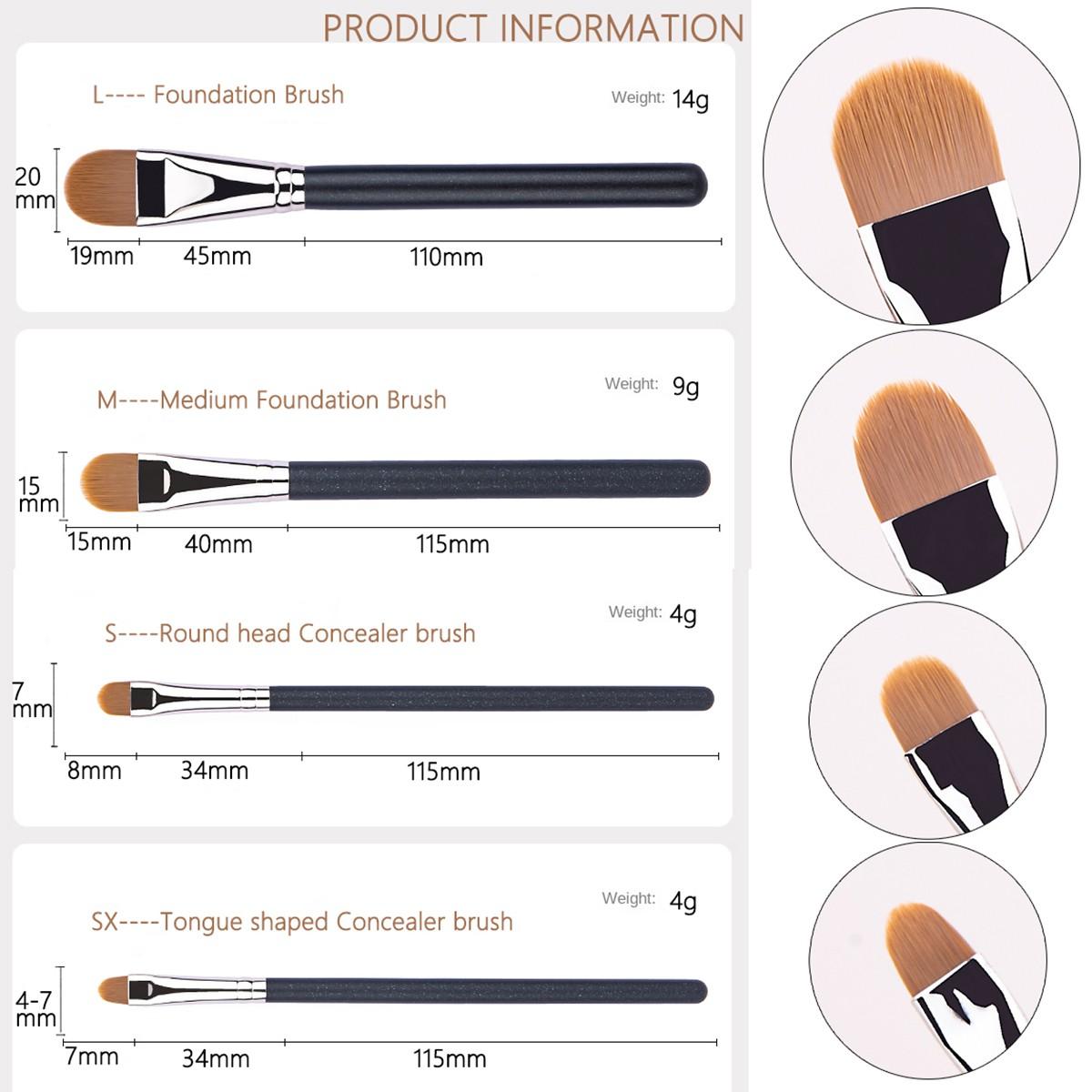 4pcs Ultra-Thin Foundation Concealer Makeup Brush, Professional Liquid Foundation Cream Tool, Precision Application for Flawless Finish