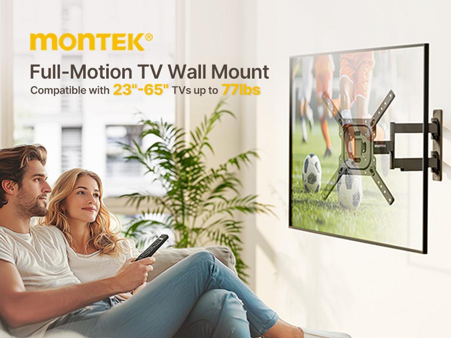 MonTek Full Motion TV Wall Mount for 13–120 Inch Flat & Curved TVs and Monitors, Swivel & Tilt Articulating Bracket, Max VESA 900x600mm, Holds up to 264 lbs
