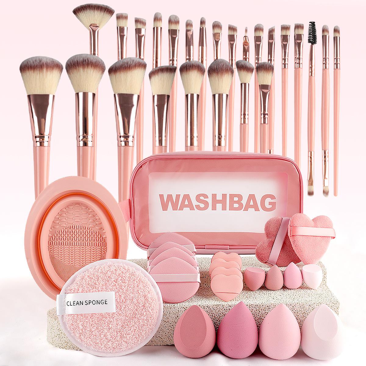 Makeup Brush Set with Sponge and Puff, Synthetic Makeup Brushes, Ultimate Beauty Tools Kit, Complete Cosmetic Brush Collection for Flawless Application, with Makeup Brush Organizer