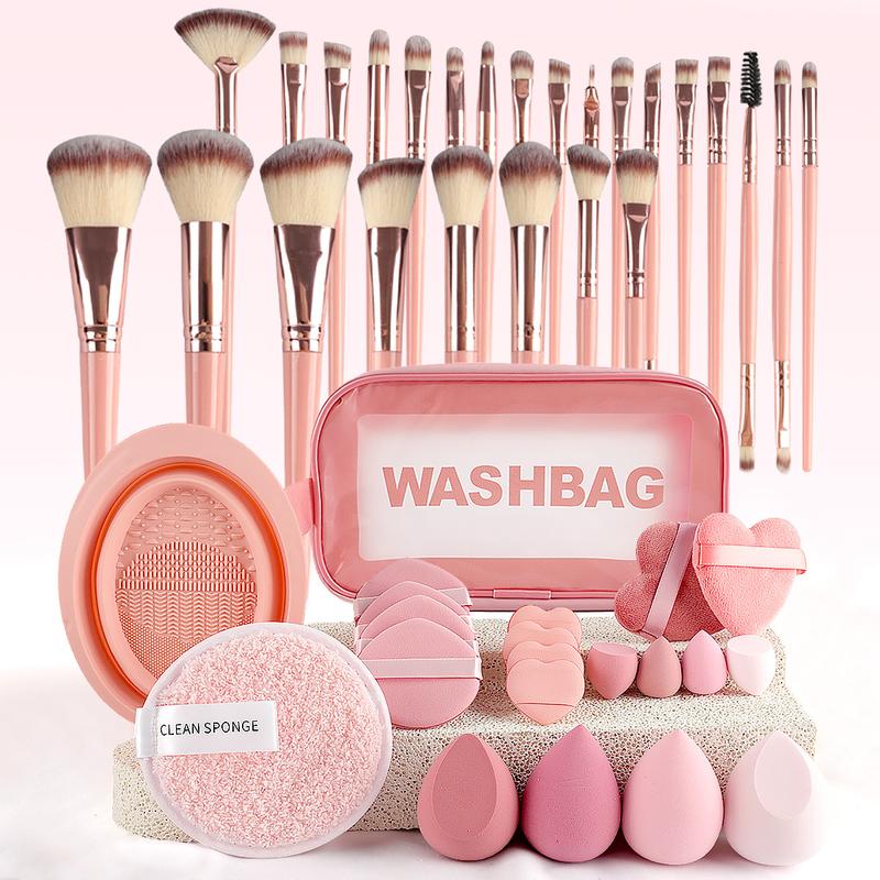 Makeup Brush Set with Sponge and Puff, Ultimate Beauty Tools Kit, Complete Cosmetic Brush Collection for Flawless Application, with Makeup Brush Organizer Makeup Brush Set with Sponge and Puff, Ultimate Beauty Tools Kit, Complete Cosmetic Brush Collection for Flawless Application, with Makeup Brush Organizer