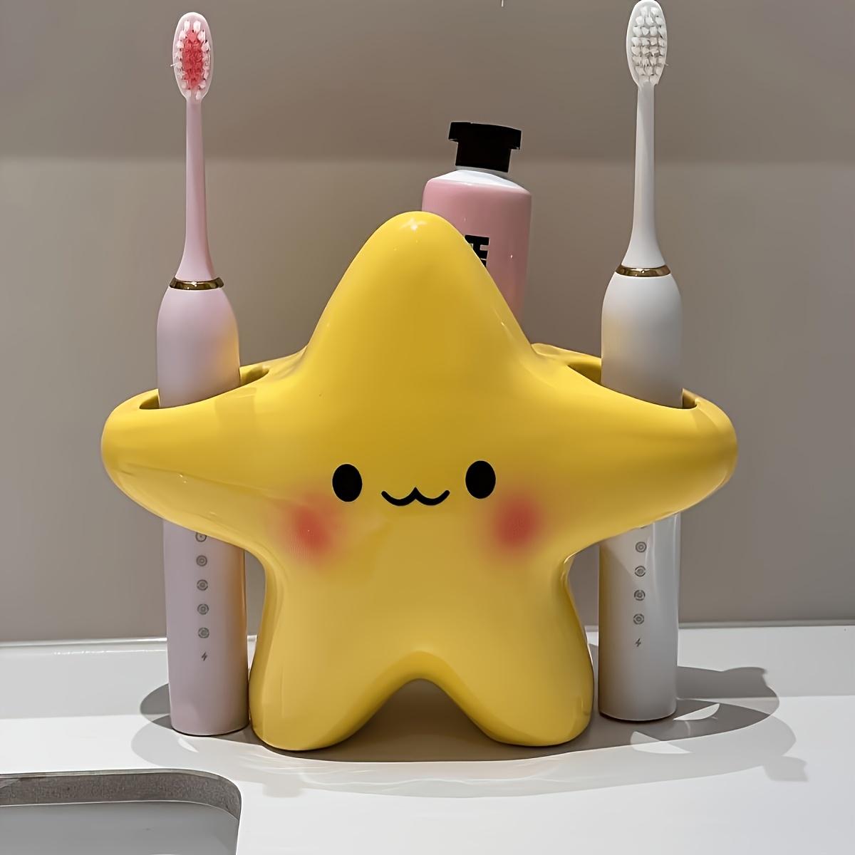 Large Star Design Toothbrush Holder Cute Smiley Shape Space Saving Bathroom Storage Stand For Manual & Electric Toothbrush