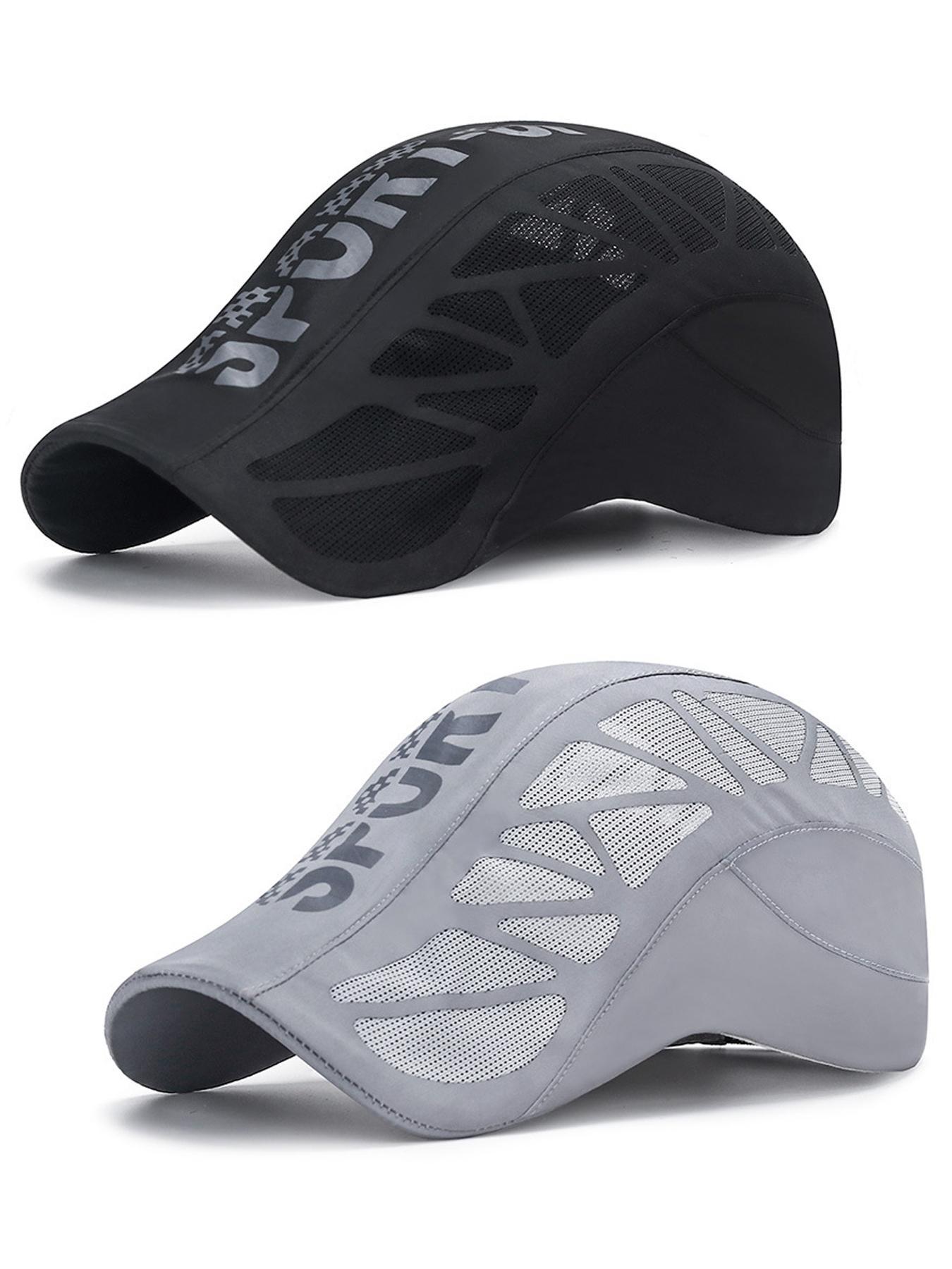 2 Pack Men's Mesh Breathable Fitted Newsboy Cycling Cap | Retro Literary Painter Peaked Sunshade Cap