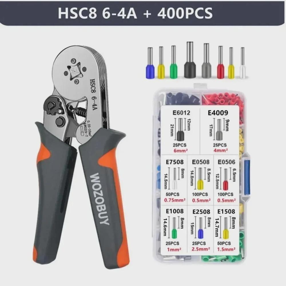 Professional Manual Crimping Tool Kit: Multi-Function Hardware Wire terminal Pliers, non-slip Ergonomic hand tools for automotive electrical Repair, Cable connectors, industrial 7 home electronics, Portable mini Crimper with Multi-spec dies.