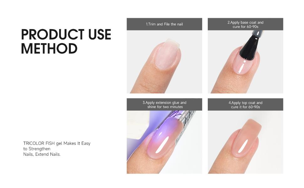 TRICOLOR FISH 35g Jelly Nude Pink Building Gel - Perfect for Nail Extensions & Natural Look Easy Application, Long-Lasting Shine