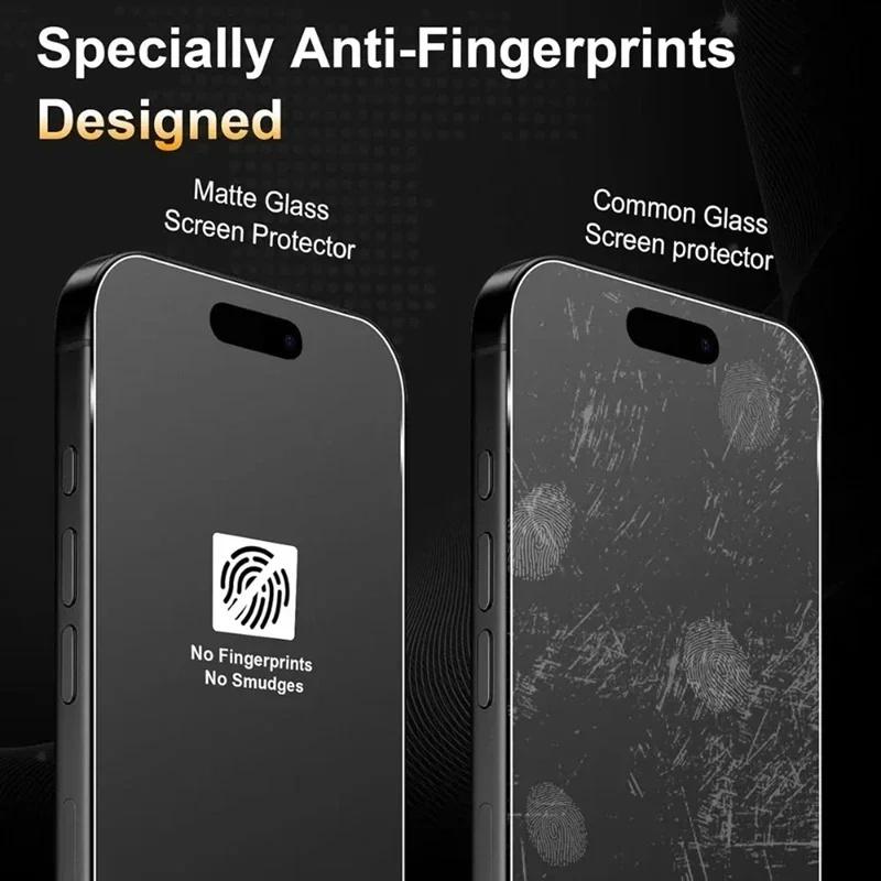 4 pcs Matte Tempered Glass Screen Protector For iPhone 17 Pro Max/16 Pro Max/17 Air/17/16/16e/15/14/13/12/11/X/XR/XS Max/Plus/Mini Tempered Glass Film, Anti-Fingerprint, Ultra HD, Anti-scratch, Case Friendly, Full Coverage, Accessories