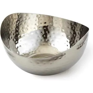 Hammered Stainless Steel Wave Candy Dish/Catch All Bowl (6"x6"), Silver