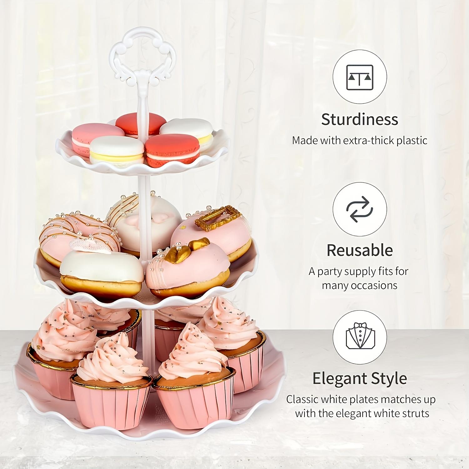 10 Pieces Christmas Cake Stands, 3 Double Tier Cupcake Stands + 3 Three Tier Cupcake Stands + 4 Appetizer Trays for Birthday Baby Bridal Shower Organiser Racks