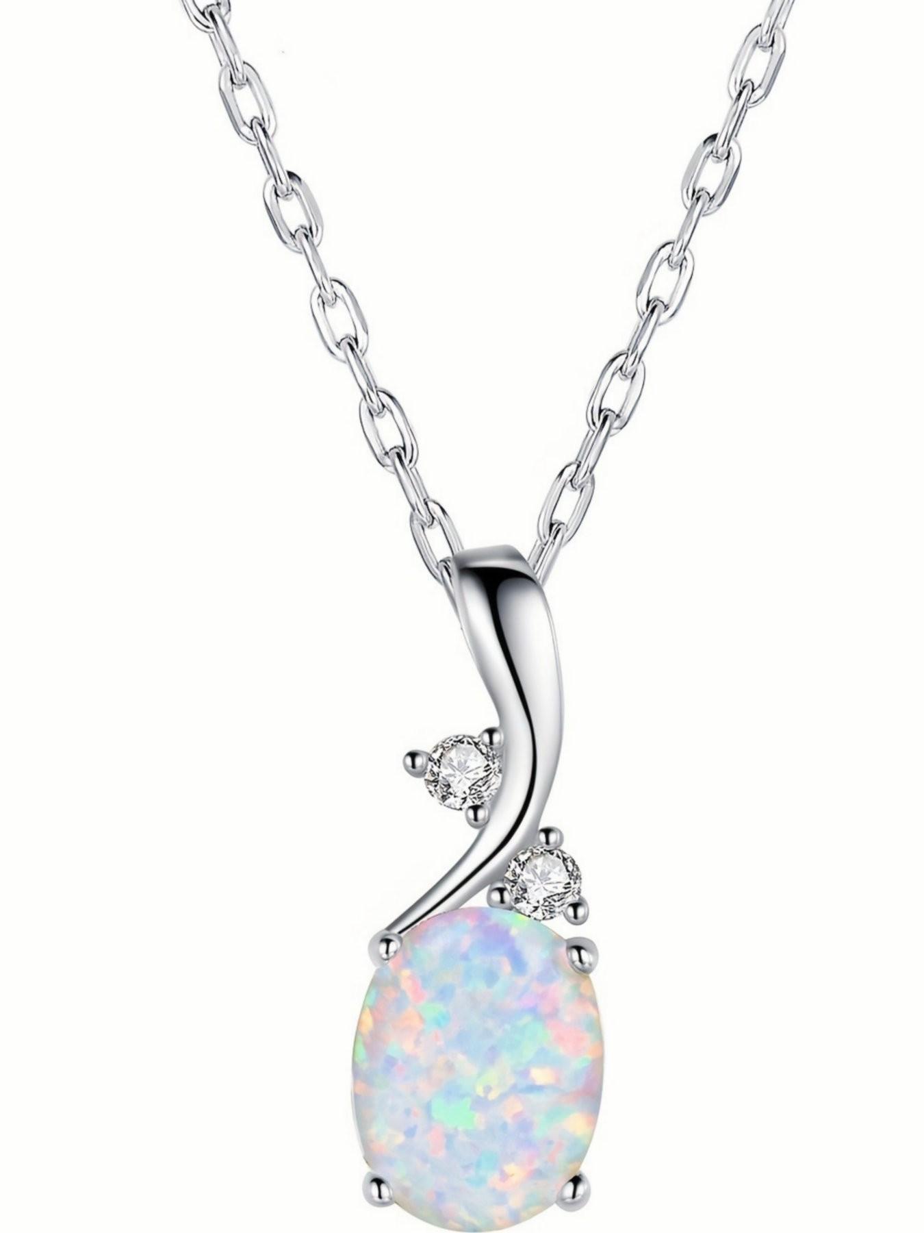 Elegant Necklace for Women, AOBAO stone Jewelry,  oval Pendant with Diamond Necklace, Perfect Gift for Her, Trendy Fashion