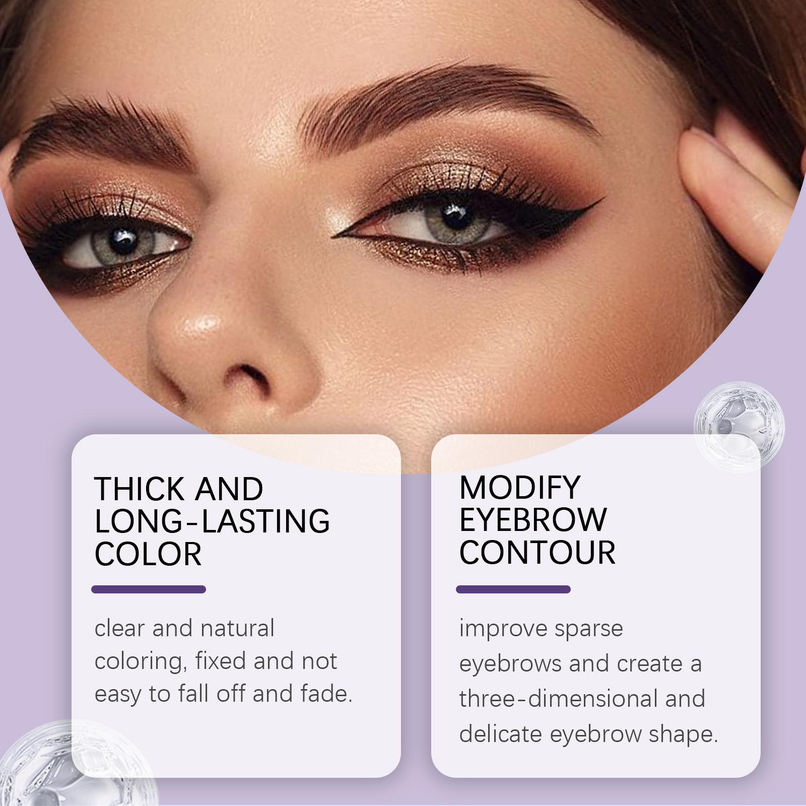 Easy Peel-Off Eyebrow Gel - Waterproof & Sweatproof, Long-Lasting Black or Brown Tattoo Tint, Film Forming, Medium Coverage for All Skin Types