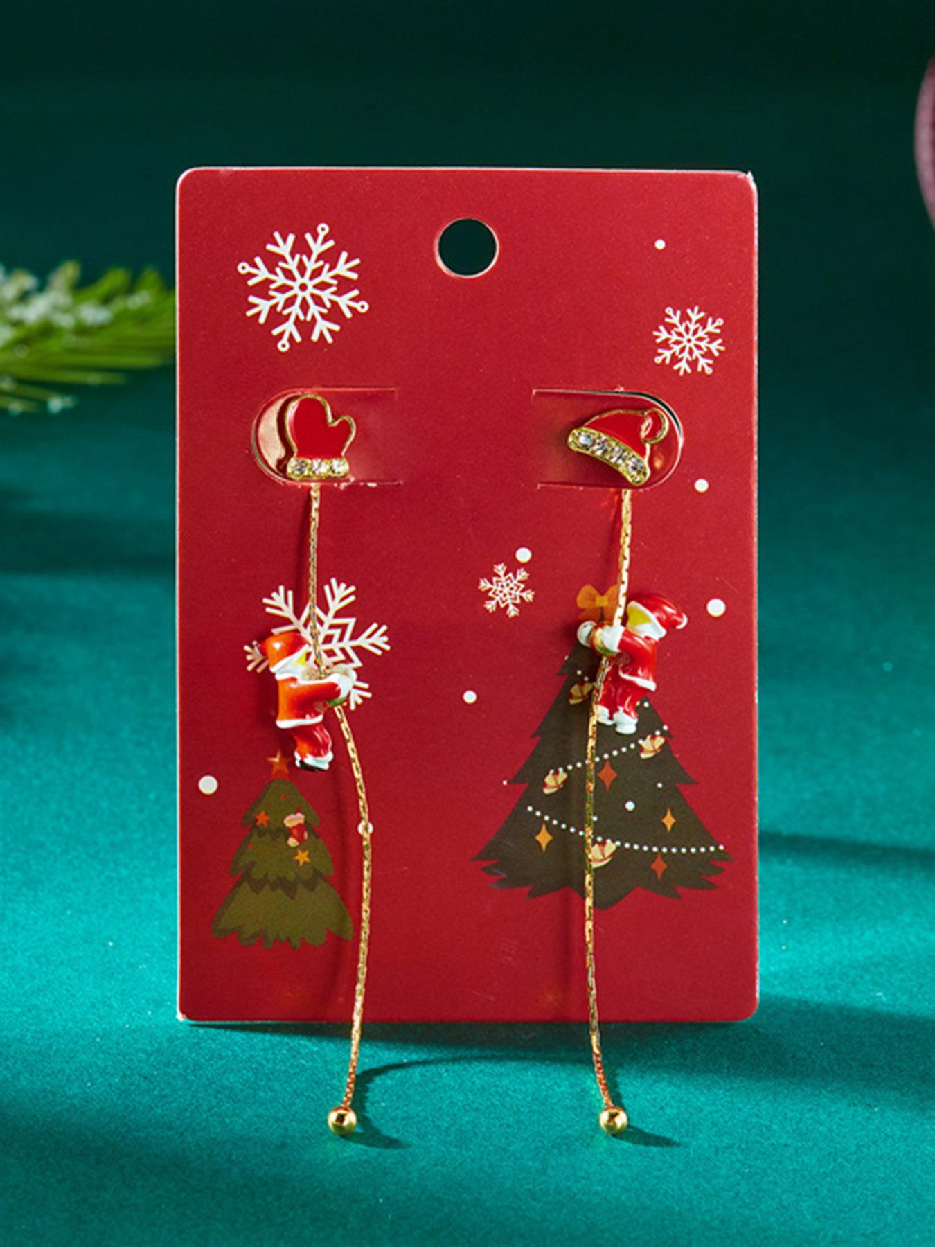 Fashion Creative Climbing Santa Claus Tassel Earrings, Christmas Jewelry for Women, Unique Design, Perfect Holiday Gift