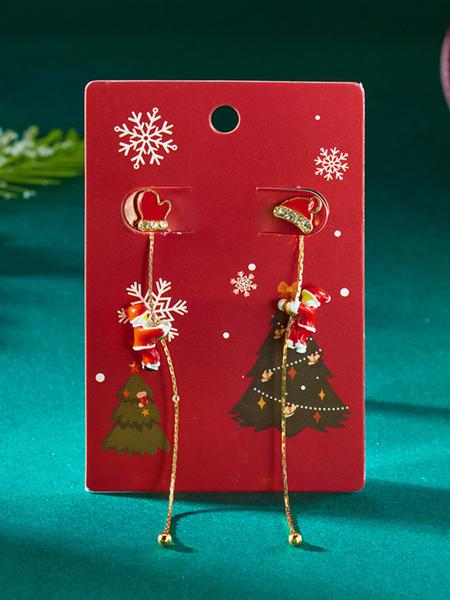 Fashion Creative Climbing Santa Claus Tassel Earrings, Christmas Jewelry for Women, Unique Design, Perfect Holiday Gift
