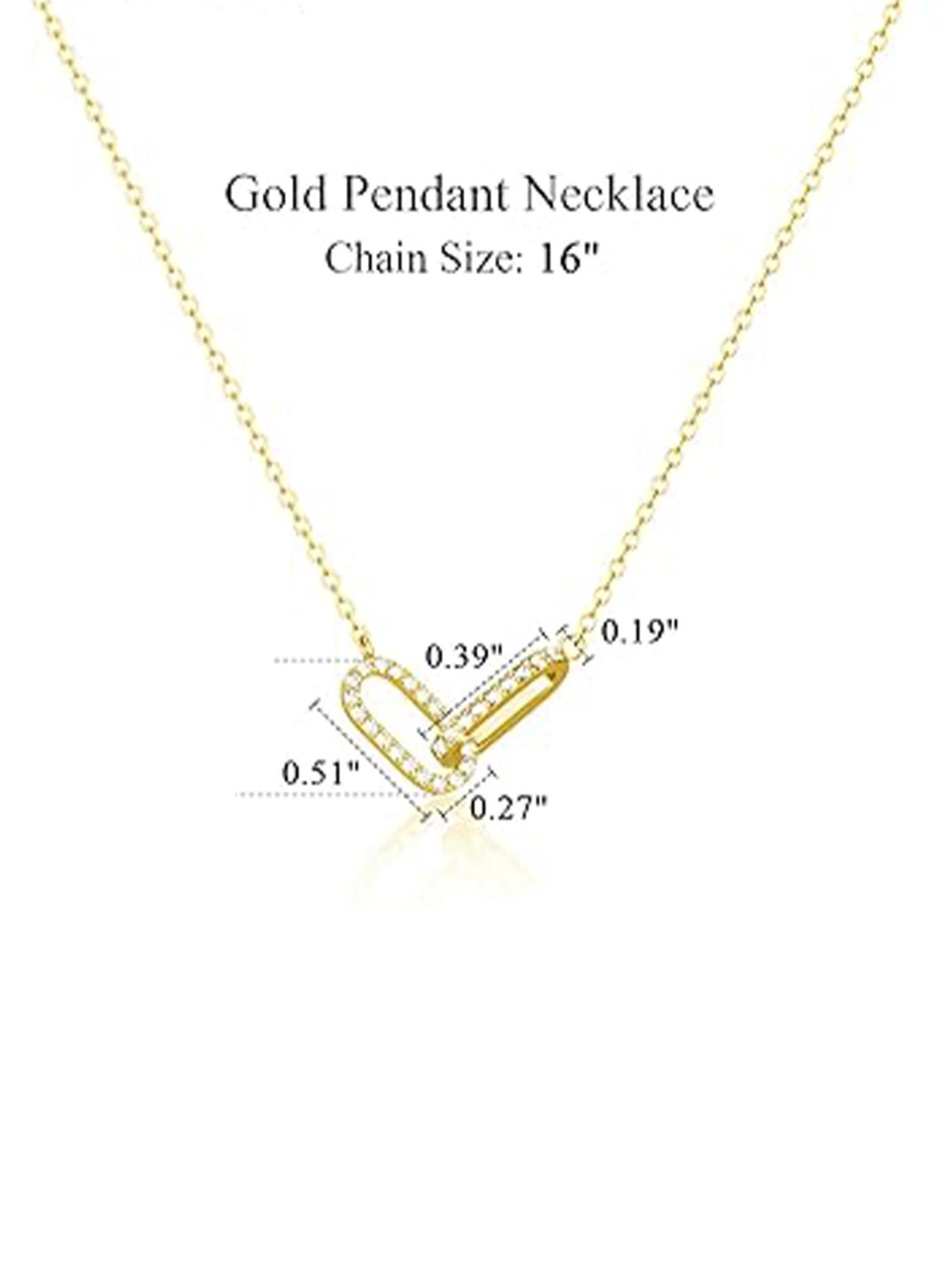 Elegant Pendant Necklace, Delicate Diamond Design, Simple Paperclip Chain, Cute Minimalist Open Oval Necklace, Women's Jewelry Gift