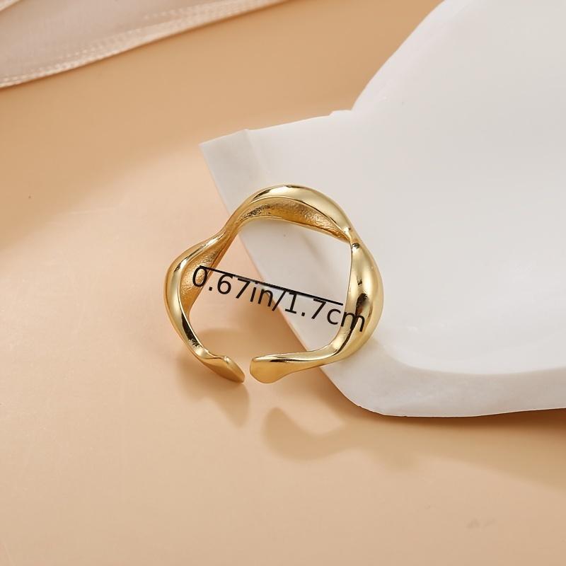 [Gold Open Ring] 18K Gold Plated Irregular Wave Open Ring | Adjustable Delicate Jewelry For Women Girls | Wedding Engagement Party Decor Gift