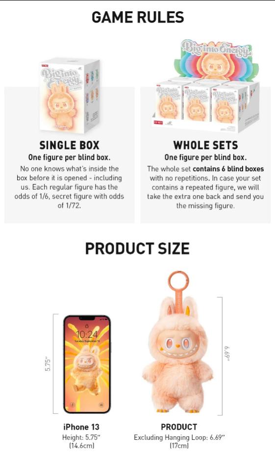 Labubu V3 THE MONSTERS Big into Energy Series- Vinyl Plush Pendant Blind Box keychain collectibles