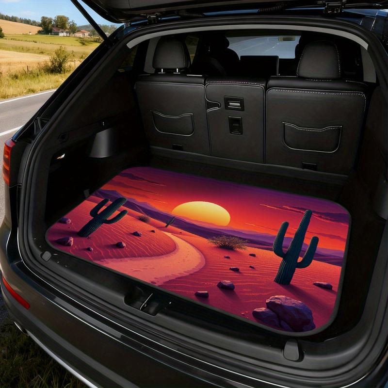 1 Desert Sunset Cactus Car Trunk Liner | Suitable for SUVs, this easy-to-clean polyester lining is practical and suitable for storing food and groceries or for camping. It enhances the interior decoration and is universal.