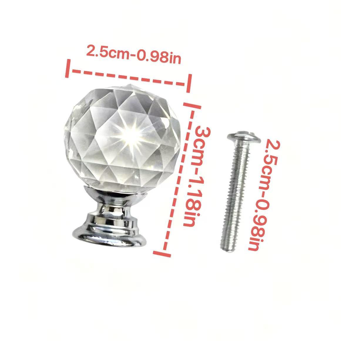 10 Crystal Drawer Knobs, Round Handle Ball Pulls, Suitable for Cabinets, Dressing Tables, Drawers, Kitchen Furniture - Transparent, Door Knob, Door Hardware
