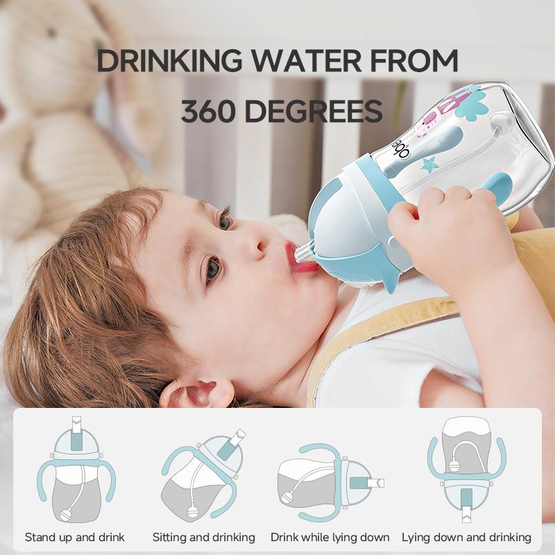 Oberni Sippy Cup for Toddlers 1-3 Years, 9oz/270ml Leakproof Straw Cup with Weighted Base, Non-Slip Handle Baby Water Bottle, BPA-Free Tritan Training Cup for Boys Girls