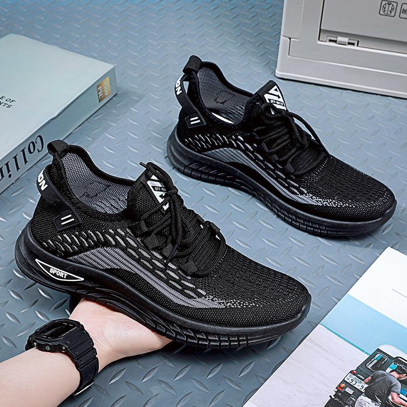 Men's Summer Thin Shoes 2026 New Versatile Mesh Running Shoes Breathable Sports Casual Flyknit Mesh Slip-On Shoes