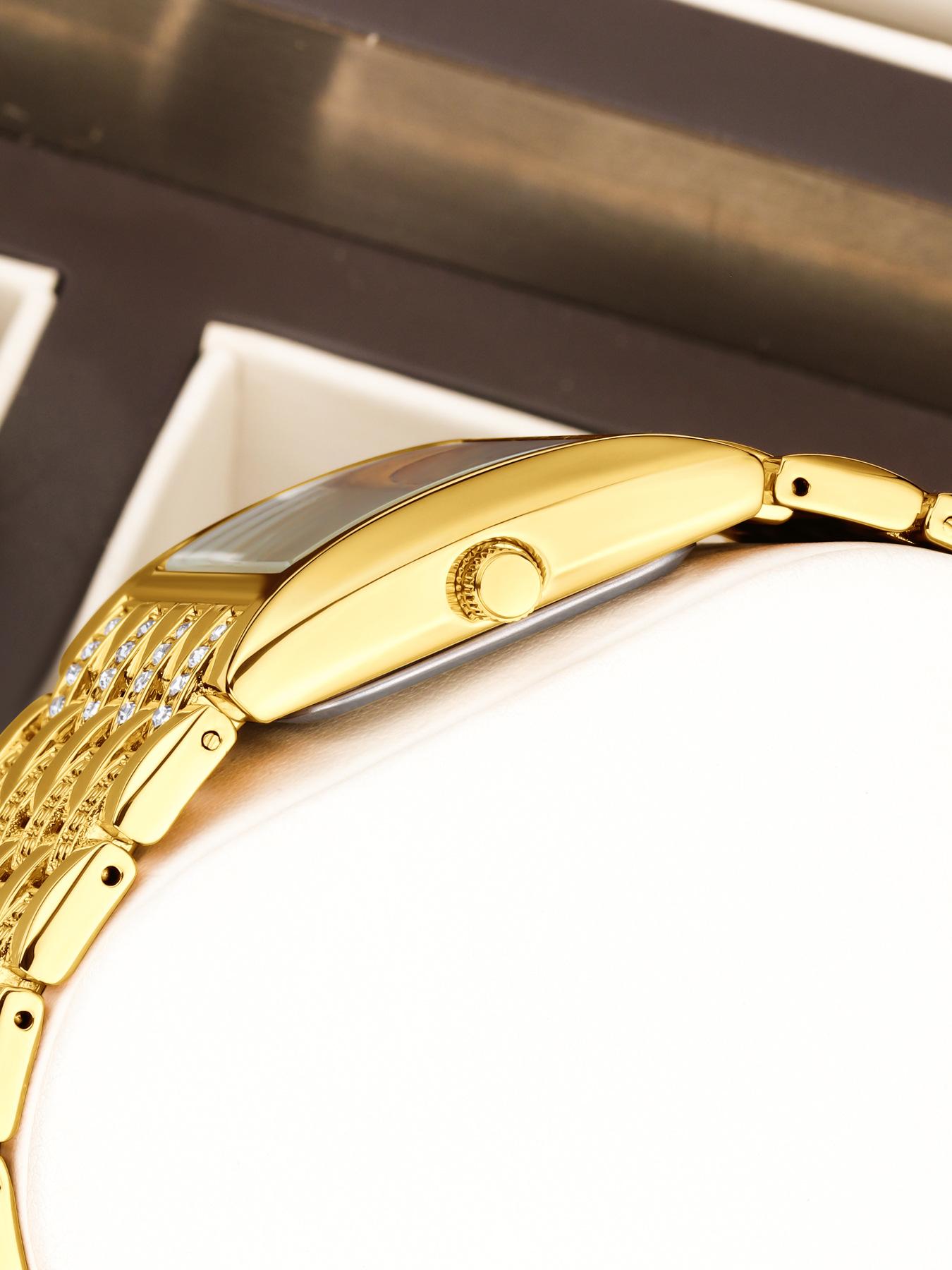 Women's Luxury Gold Square Diamond Watch - Elegant Bling Crystal Encrusted Bracelet with Roman Numerals, Stainless Steel Band, Fashion Dress Wristwatch, Perfect Gift for Her