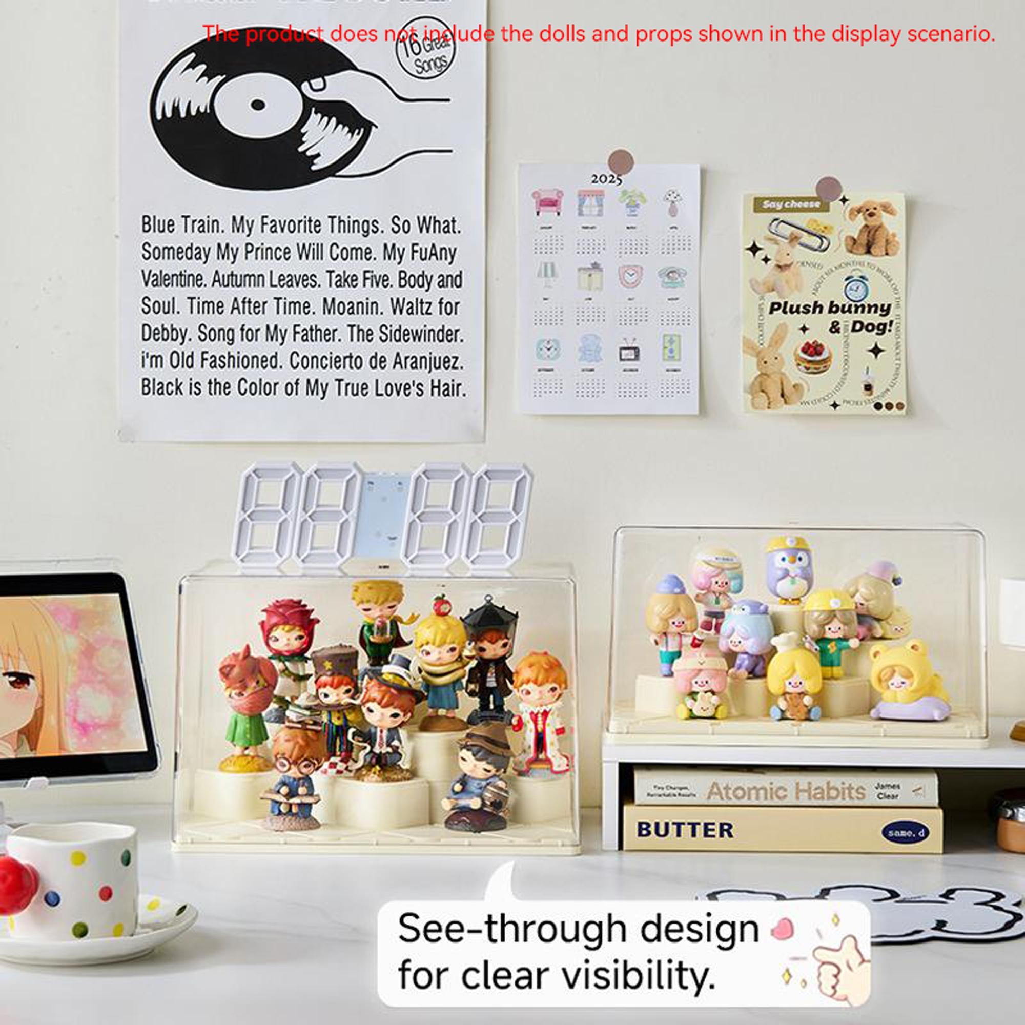 Handmade Plush Display Storage Box, Transparent Protective Cover, Dustproof Moisture-Proof, DIY Building Blocks Module, Stackable