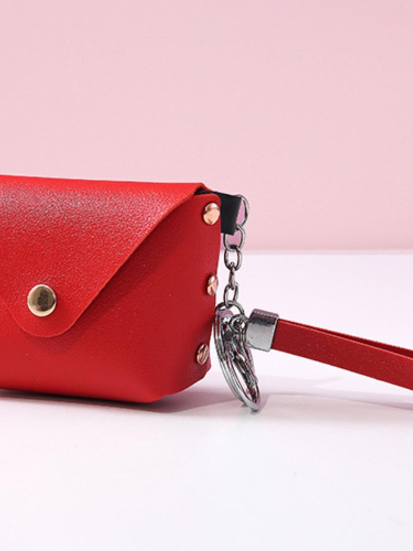 Korean Style Creative Keychain Bag, PU Leather Wrist Strap Coin Purse, Mini Storage Pouch, Boho Fashion Accessory for All Seasons