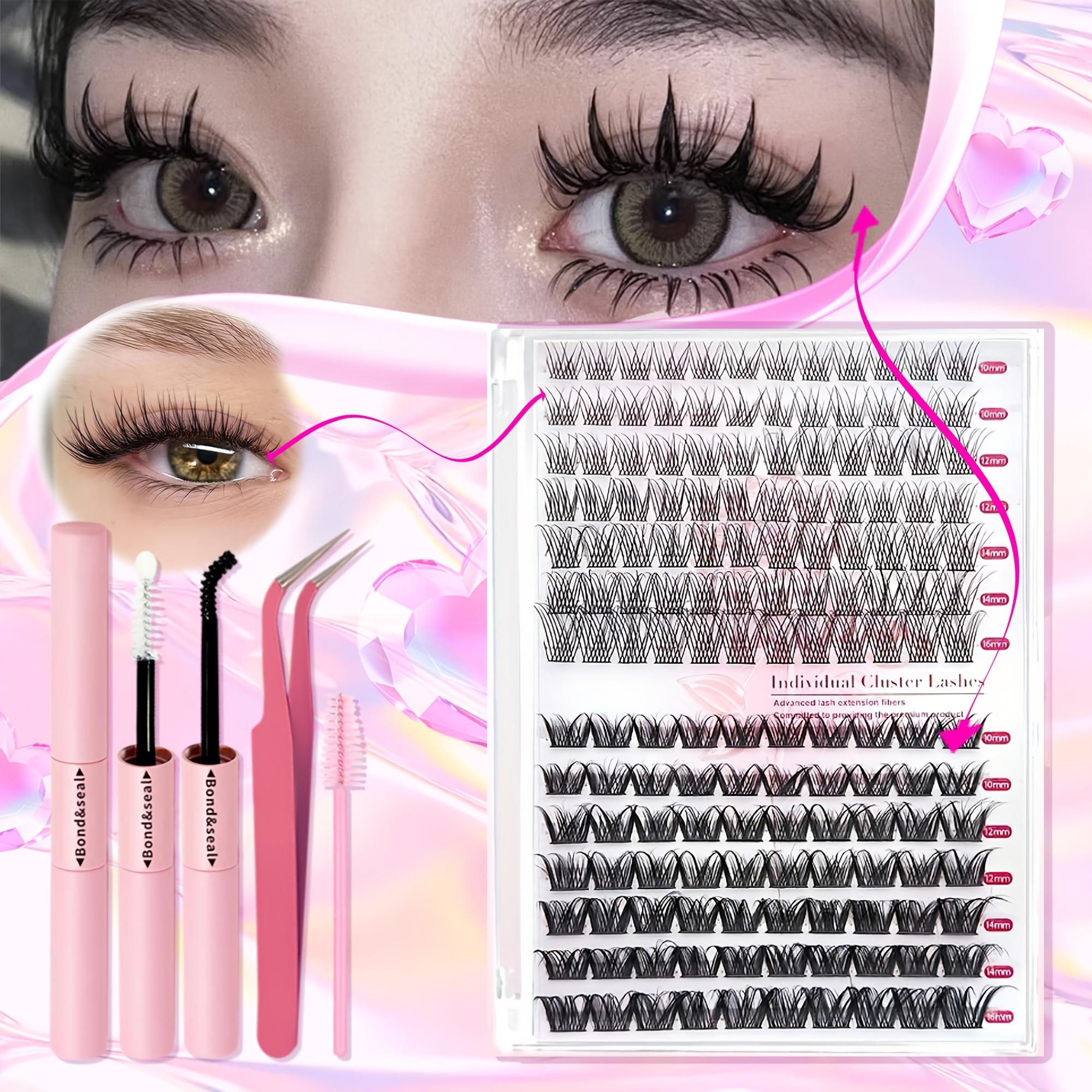 False Eyelash Book Kit (Glue + Tweezers + Brush) Waterproof Eyelash Extension Kit D Curl Tufted Eyelash Extension Kit Single Lash Kit