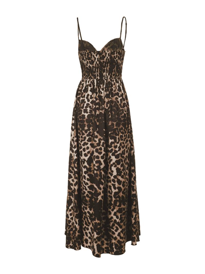 Women's Leopard Print Cami Dress, Fashion Casual Sleeveless Maxi Dress for Beach Holiday Vacation, Ladies Clothes for Summer