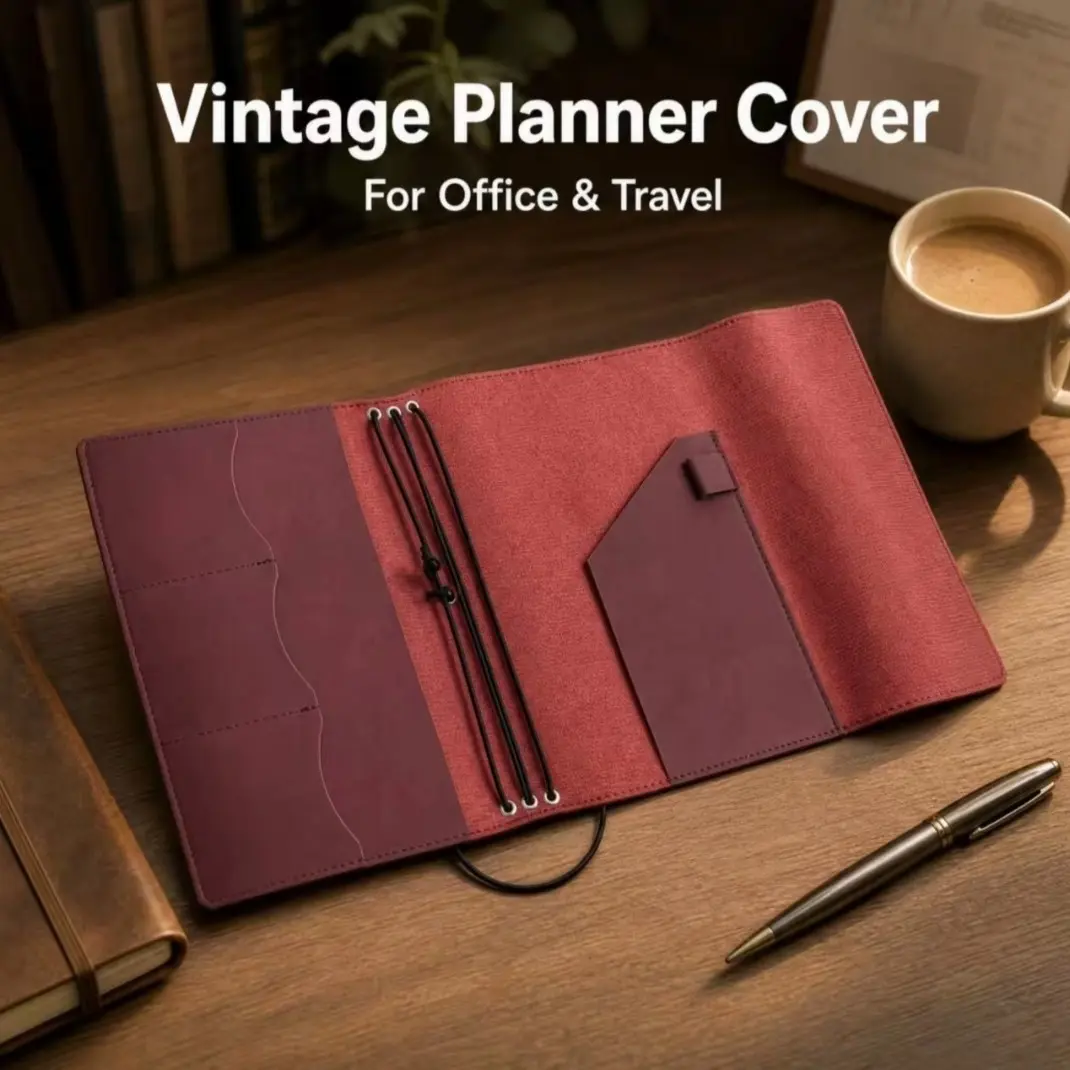 1pcs Christmas gift handmade artificial leather travel notebook cover, multi-pocket card replaceable notebook rack, retro cover suitable for Christmas, New Year, gifts for men and women, Office Desk Accessories.