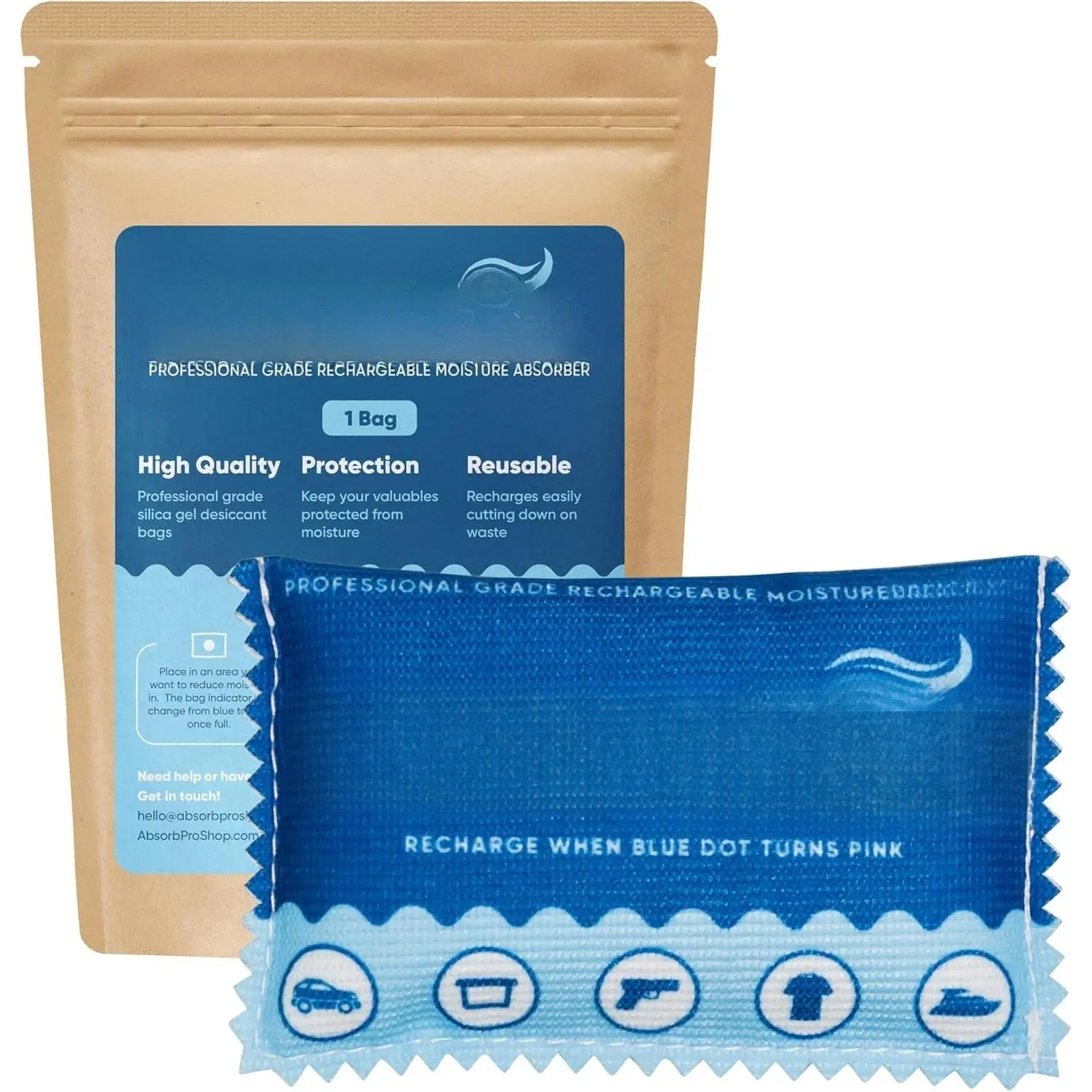 Rechargeable Dehumidifier Bag, 100g Silica Gel, 1-Pack