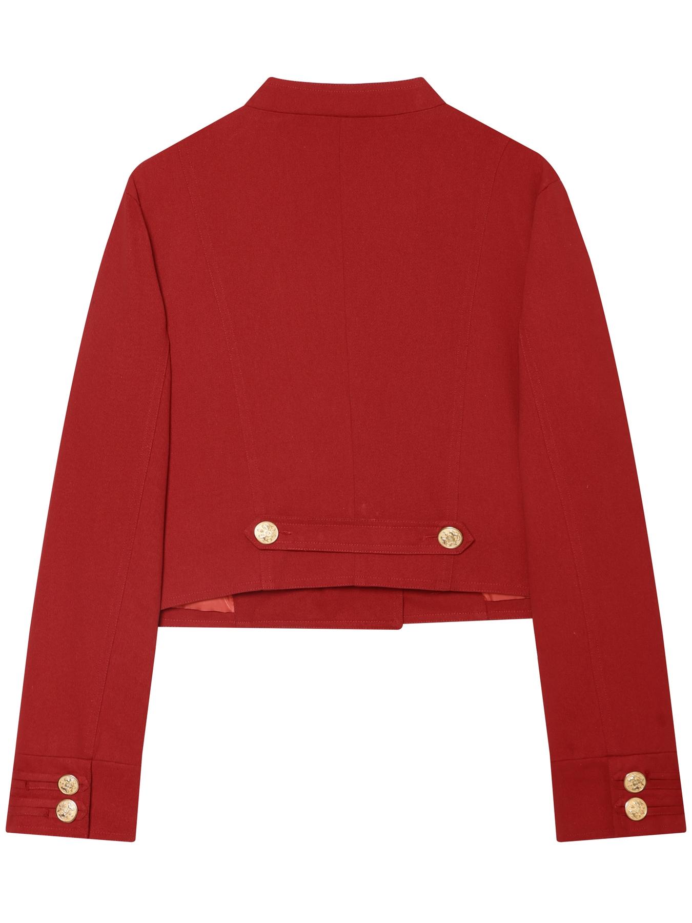 Women's Stylish Jacket Fitted Women's Cropped Slim-Fitting Red Jacket Casual Double Breasted Button Long Sleeve Tops Female Fashion Coat Streetwear Women's Demi-Season Jacket Outerwear