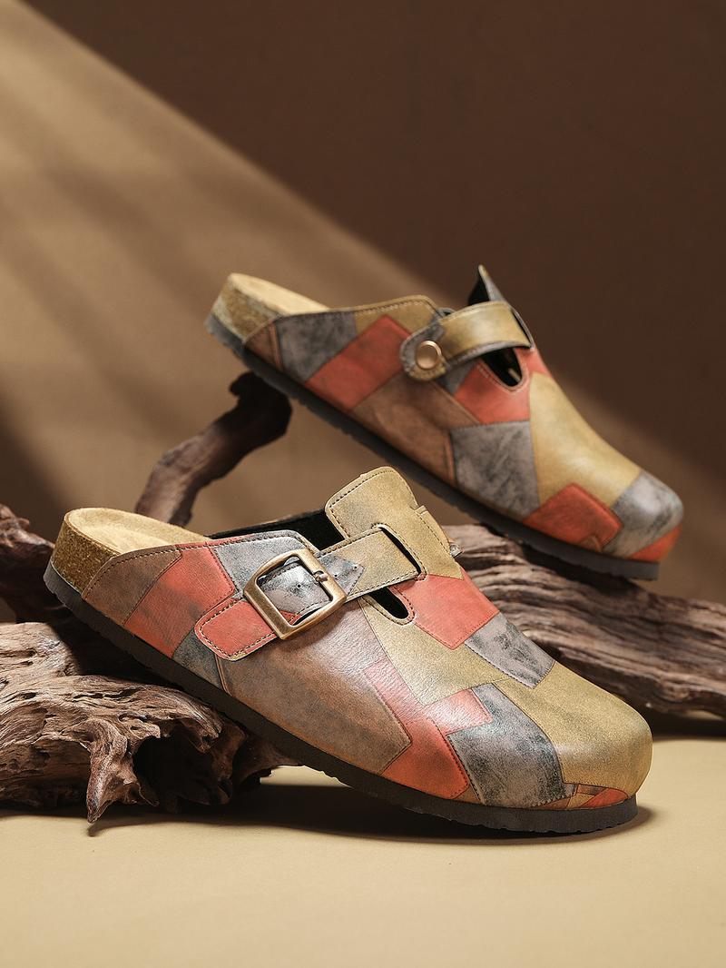 Unisex Birk Sandals, Comfortable Patchwork Design, Bohemian Style, Durable Daily Wear, All-Season Shoes, Casual Outdoor & Home Use, Flat Buckle Clogs