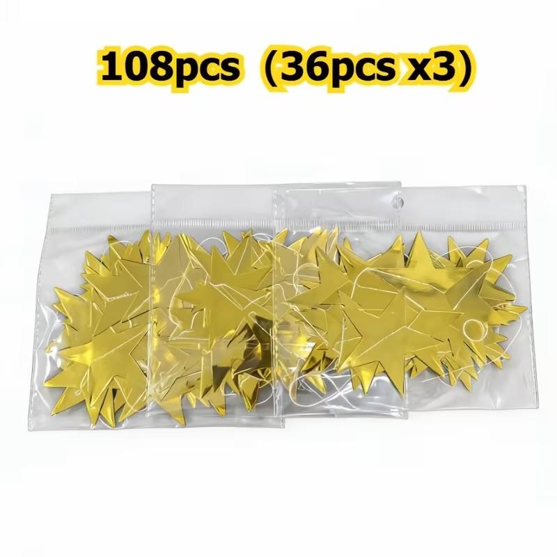 72/108-Piece Sparkling Gold Star Sequin Banner Set | Perfect for Party Decorations, Birthday Gifts, and DIY Crafts | No Power Required