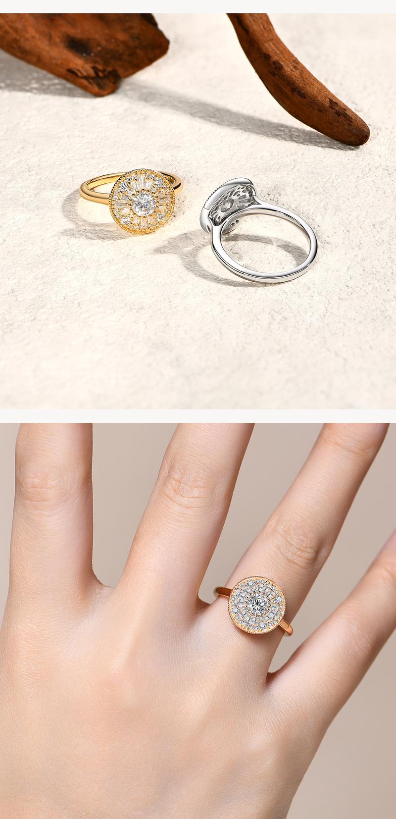 Luxury D Color Total 1.54CT Synthetic Moissanite Ring for Women Anniversary Engagement Ring Fine Jewelry Gift R247