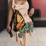 Women's Butterfly Element Casual Vest Dress, Spring & Summer Fashion, Sleeveless U Neck Design, Short Length, Perfect for Daily Wear, Elegant Fitted Bodycon Style Dress