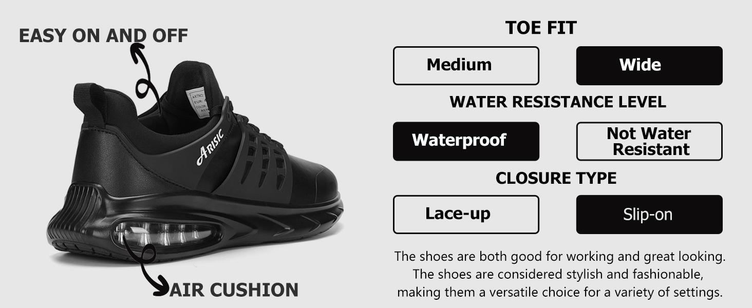 Men's Non Slip Shoes, Lightweight Mens Work Shoes & Restaurant or Food Service Sneakers