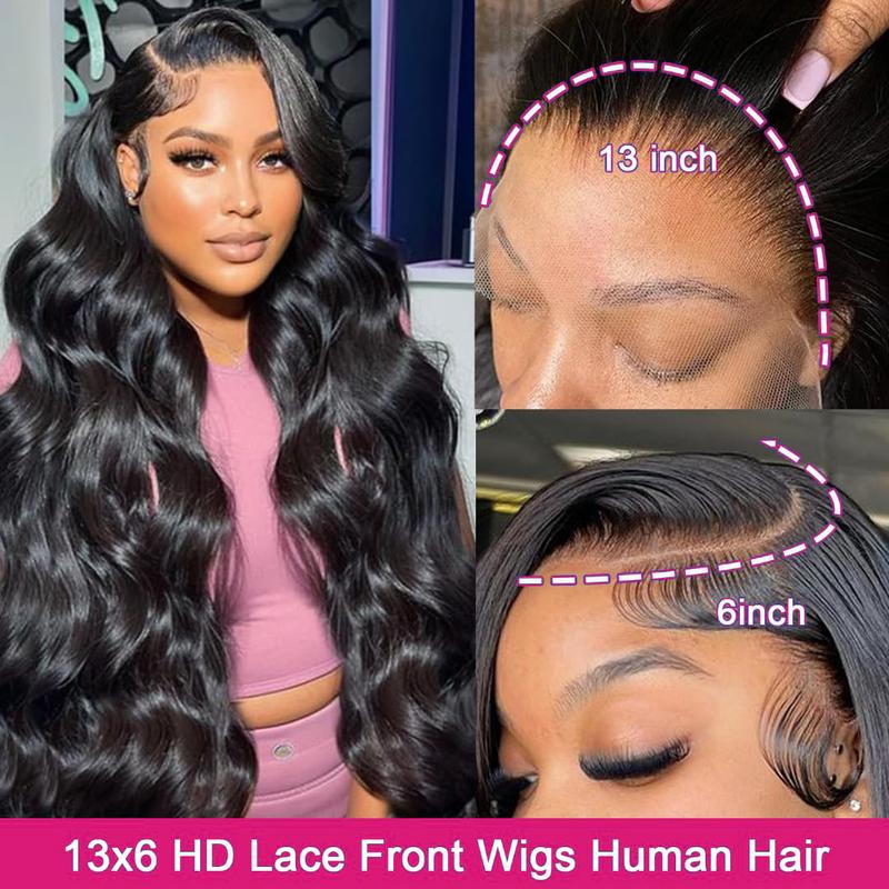 Subella 13x6 Lace Front Wigs Human Hair Pre Plucked Body Wave HD Lace Front Wigs Human Hair 200% Density Frontal Wigs Human Hair with Baby Hair