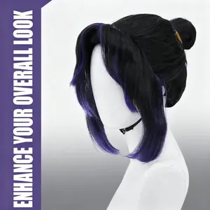 High Quality Kochou Shinobu Kocho Cosplay Wig 35cm Black Purple Pigtail Heat Resistant Synthetic Hair Anime Wigs + Wig Cap