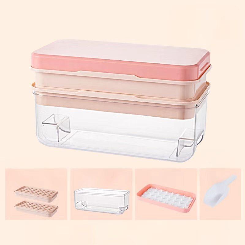 Large Capacity Thick Ice Cube Mold, Home & Commercial Ice Maker, Silicone Ice Tray, Quick Freezing, Easy Release, Storage Box