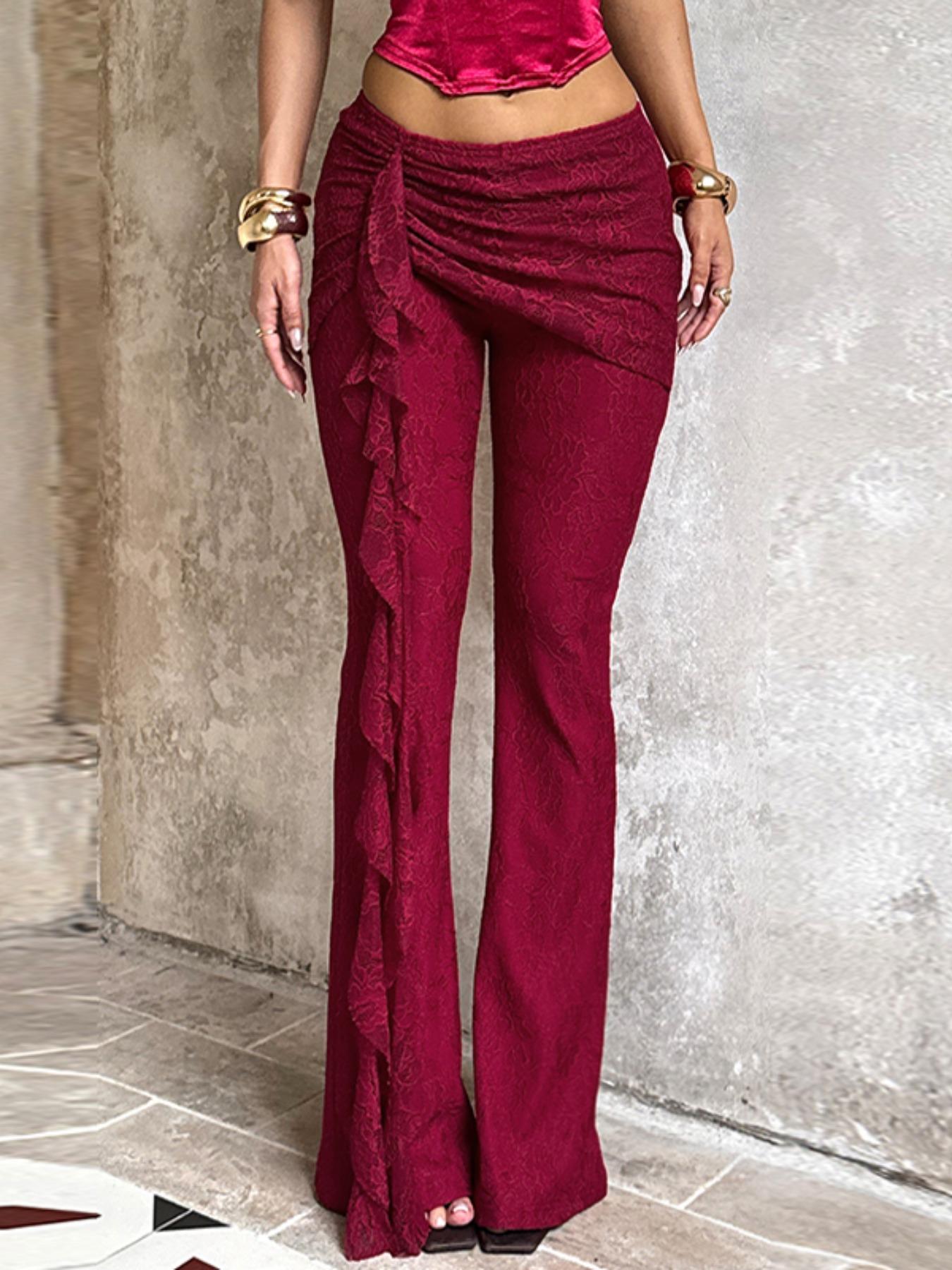 Lace Bow Tie Long Pants, Elegant Chic Women's High Waist Skirt Suit, Office & Party Wear, Comfortable Fit, Stylish Design