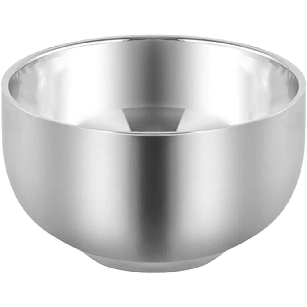 Men's Durable Stainless Steel Shave Soap Cup Heat Insulation Smooth Shaving Mug Bowl MediumGift