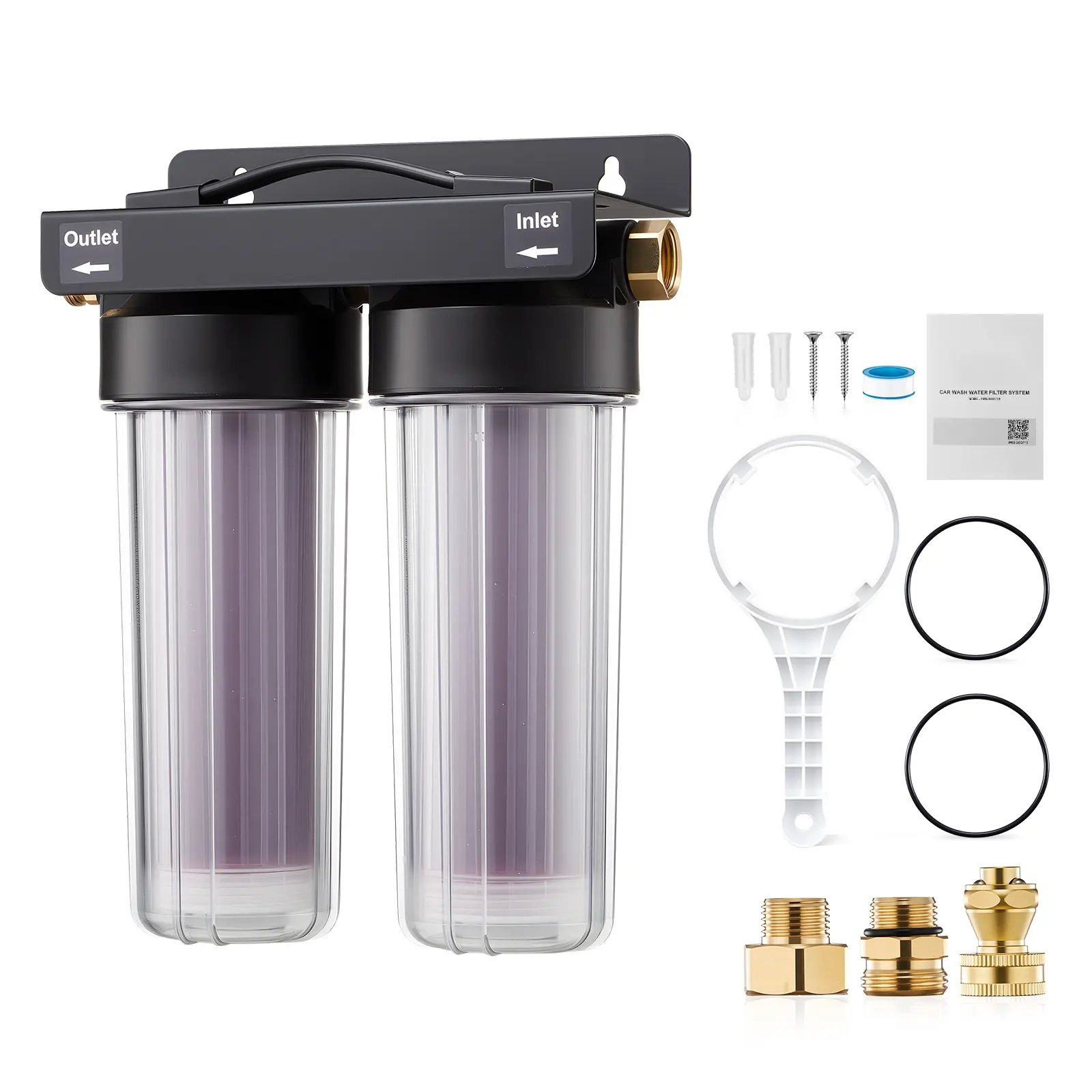 Deionized Water System for Car Wash, Spotless Car Wash Water System with 2 x 0.5L Color Changing Resin, Spot-Free Deionized Water Filter for Cars RVs Motorcycles Windows