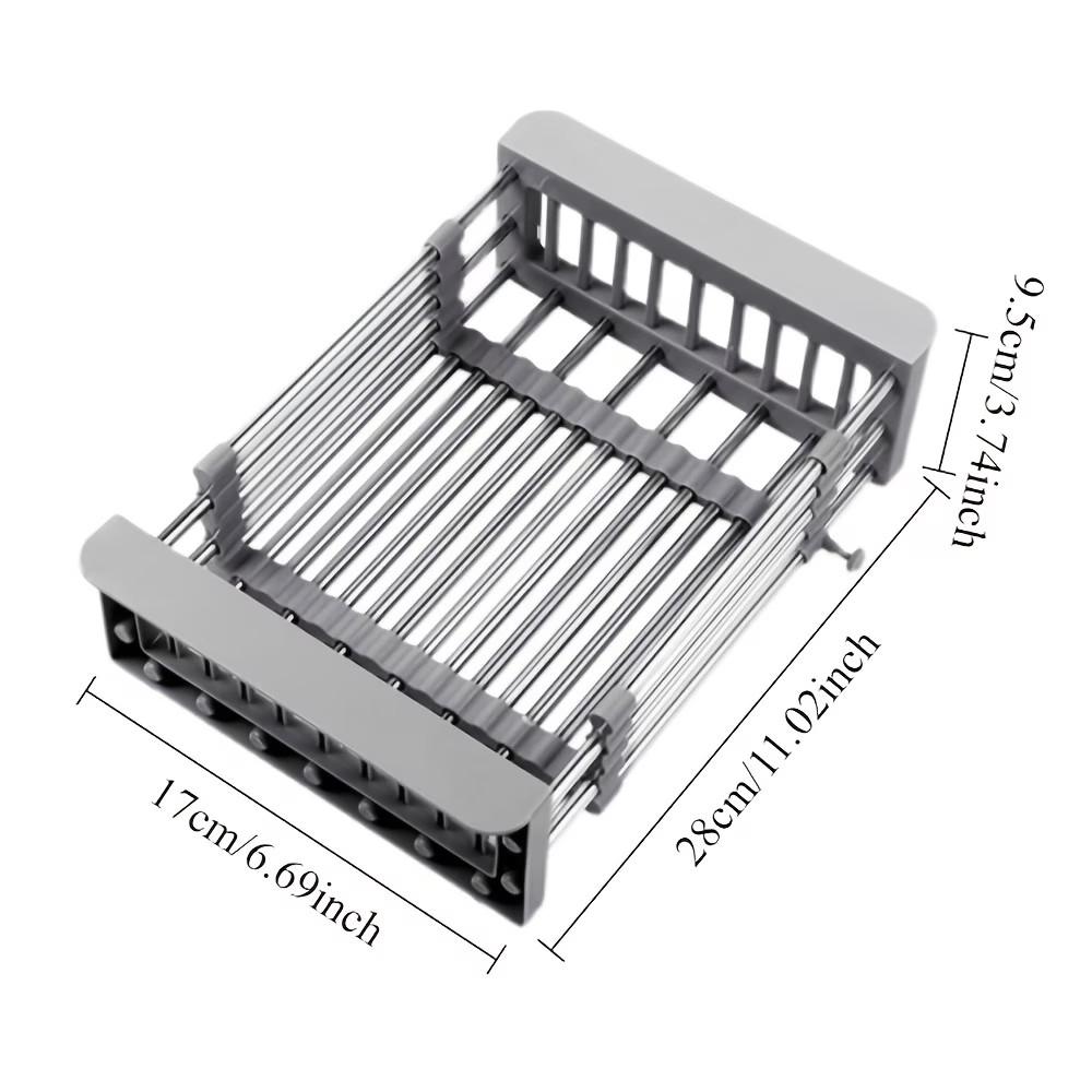 Stainless Steel Expandable Dish Drainer Rack, Space-Saving Striped Design, Ideal for Utensils and Cookware, Suitable for Sink and Countertop