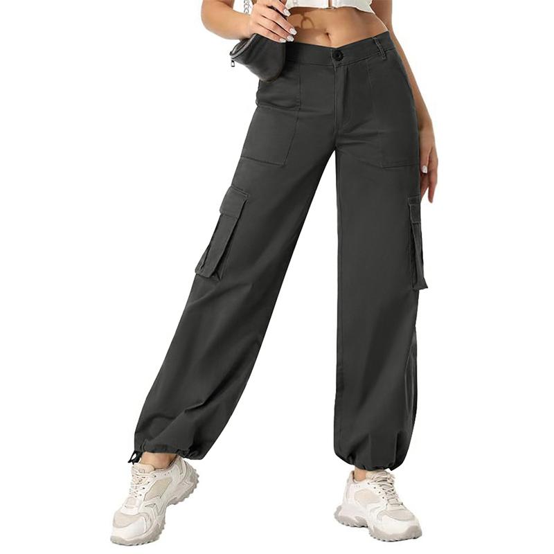 Avamo Stretchy Womens Cargo Pants thick thigh pants work outfits women Wide Leg Sweatpants Baggy High Waisted 6 Pockets Straight Leg Casual Y2K Streetwear Cinched Ankle/ Straight-Leg Capris Pants With Adjustable Trouser Cuffs for Daily Wear