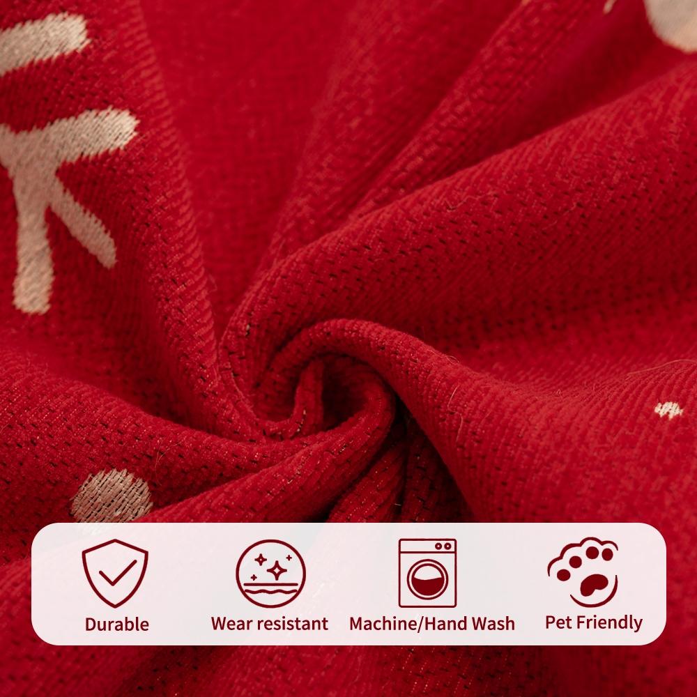 Christmas Holiday Sofa Cushion, Chenille Non-Slip Decorative Couch Pad for Living Room Bedroom Office, Pet Friendly Anti-Scratch No Shedding, Sofa Couch Covers