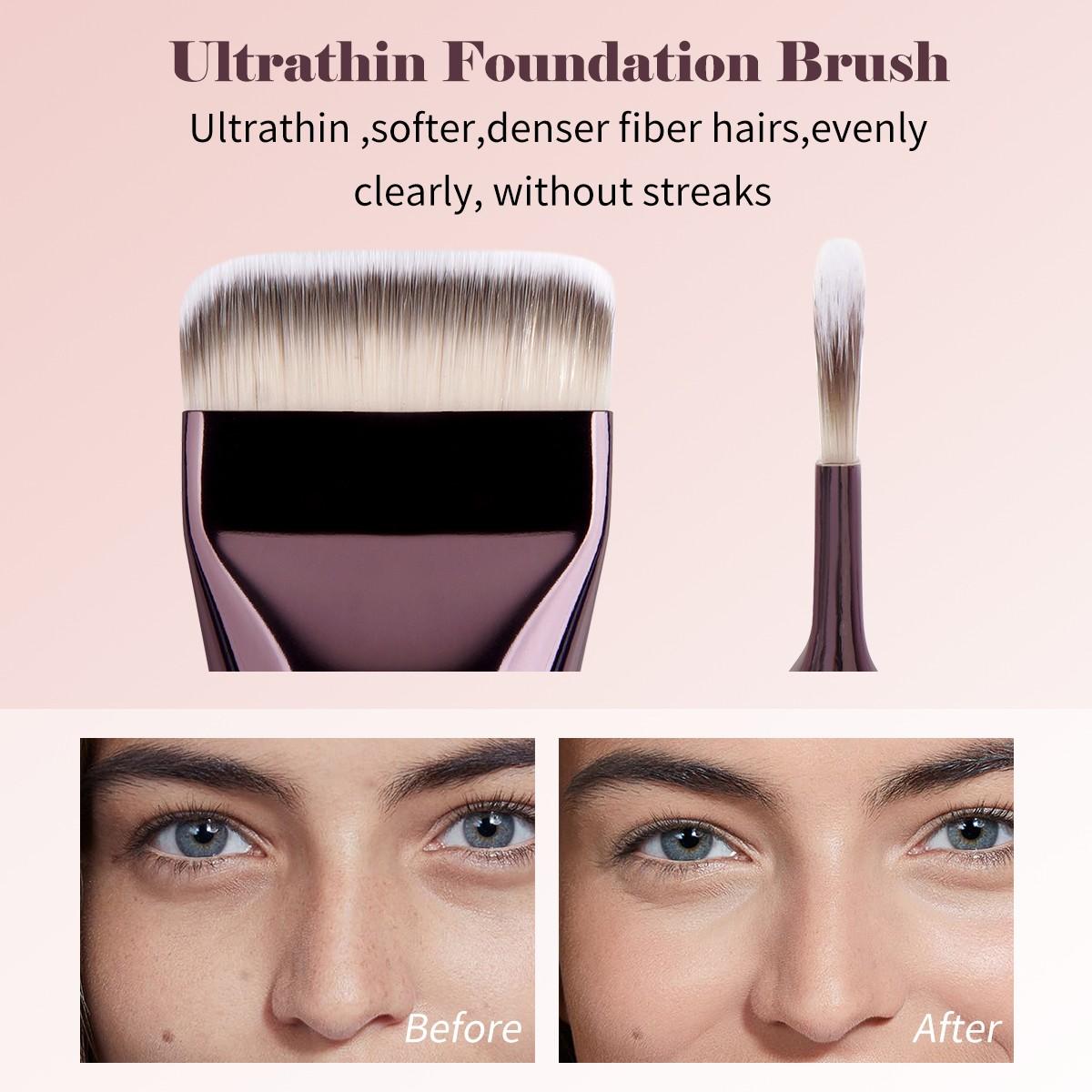 Maange 3-Piece Makeup Brush Set, Foundation Brushes, Professional Cosmetic Tools, Essential Beauty Kit for Flawless Application