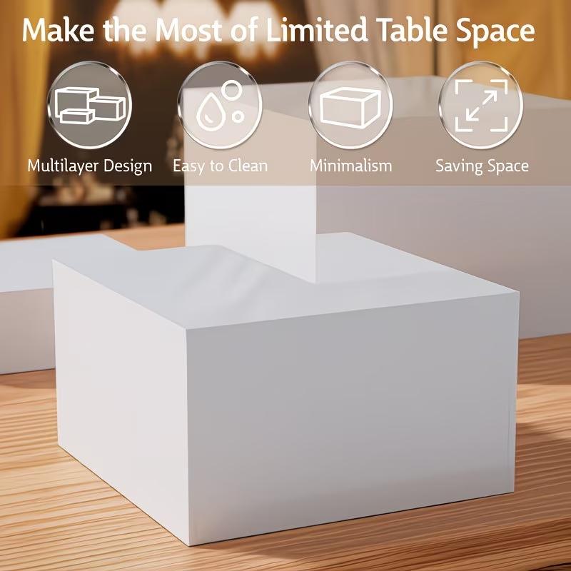 6-Piece Acrylic Cube Display Nesting Risers Set, Square Stackable Dual-Purpose Storage & Showcase Box with Hollow Bottoms, Multi-Functional Jewelry Dessert Display Stand, Acrylic Shelf