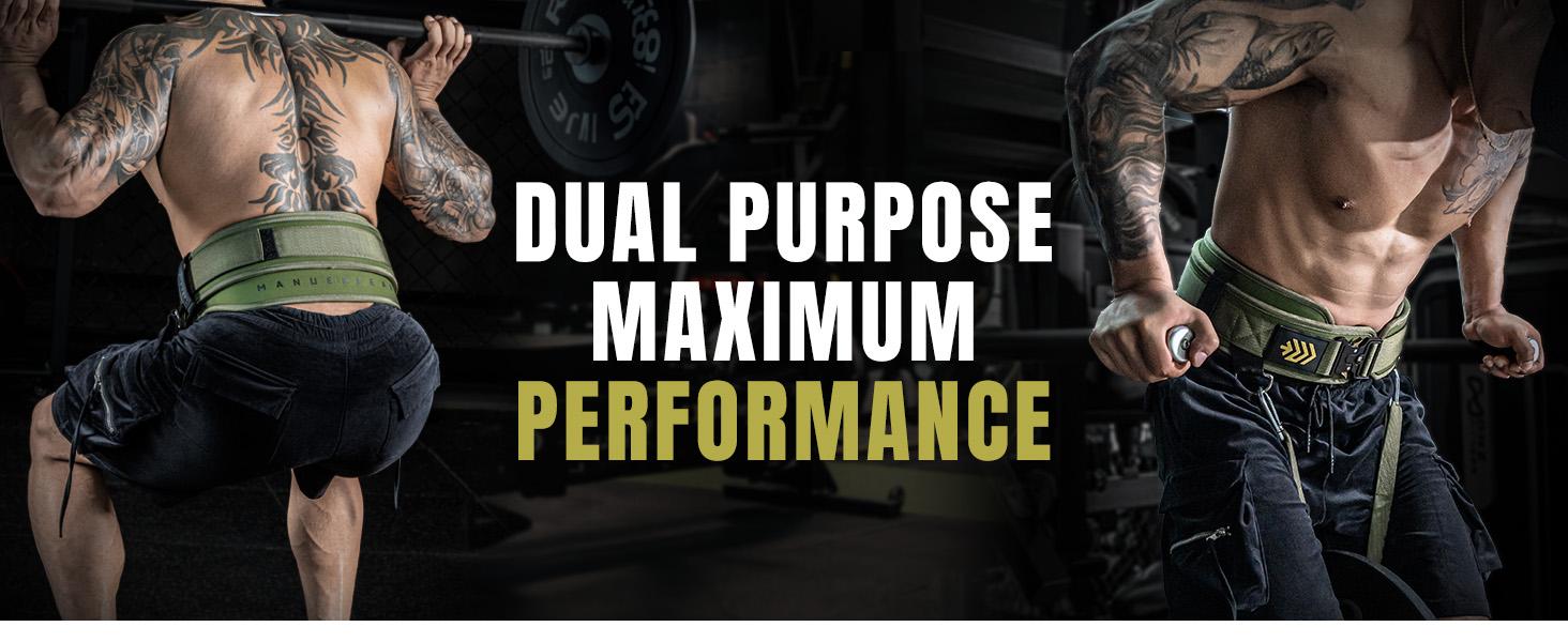 MANUEKLEAR 2-in-1 Weightlifting Belt & Dip Belt with 36.7 IN Rope, Double-Layer Weight Lifting Belts, Powerlifting Gym Weighted Belt for Pull Up Squat