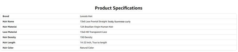 Lemoda 13x6/13X6/5X5/4X4 Lace Frontal 14-22 Inch Burmese Curly /Straight/Body/Deep/Water Wave HD Transparent Lace Frontals 12A Brazilian Virgin Human Hair Lace Frontal Closure Natural Black