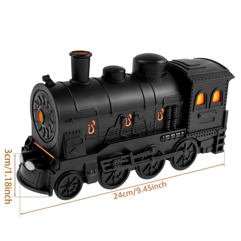 Essential Oil Diffuser, Steam Train Aromatherapy Diffuser， 300 ml Retro Train Humidifier, with 7 Colors Light 2 Mist Modes, Simulate Train Sound，Bedroom Home Office(Black)